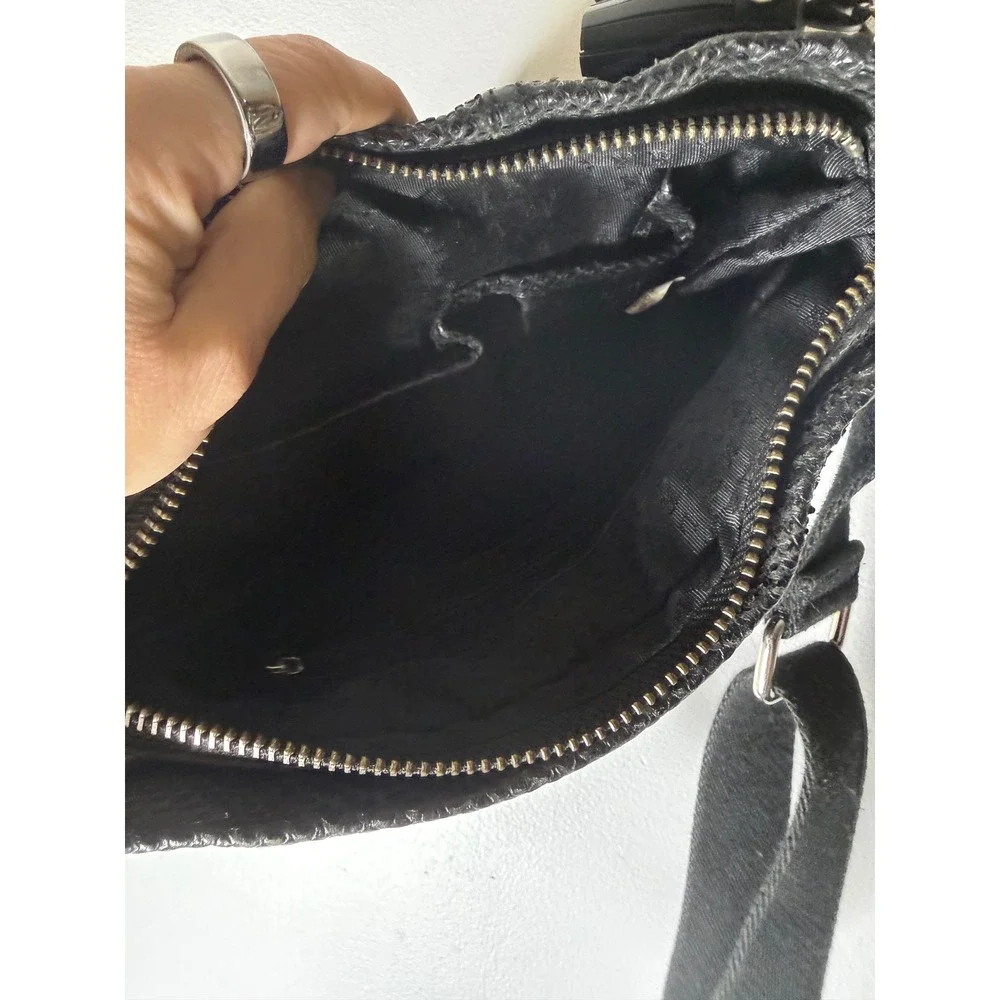L.A.M.B. Gwen Stefani black textured leather hobo handbag